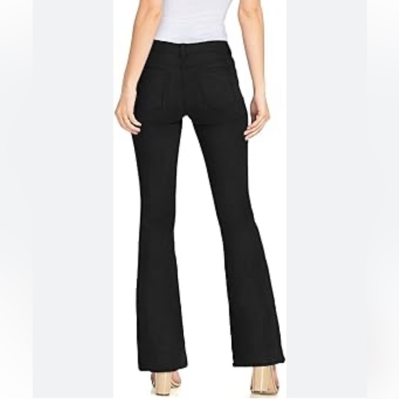 Black stretch Mid-Rise Flare Pants Fitted thru Hip & Thigh Women’s 14 Mossimo - Picture 7 of 7